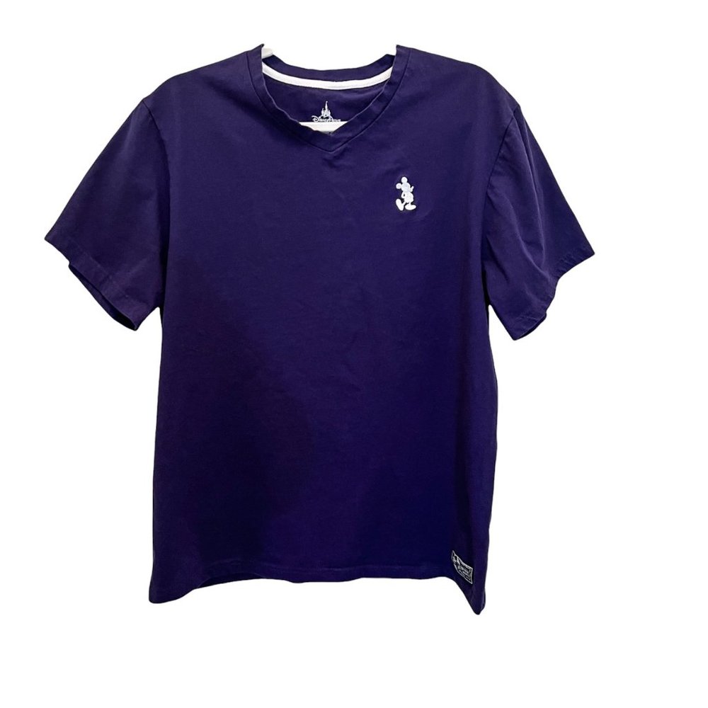 Disney Parks Authentic Original Tshirt L Purple Embroidered Mickey‎ Size Large